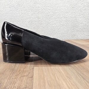 Van Eli Black Suede & Patent Leather Block Heel Pumps Women's Size 11M Shoes